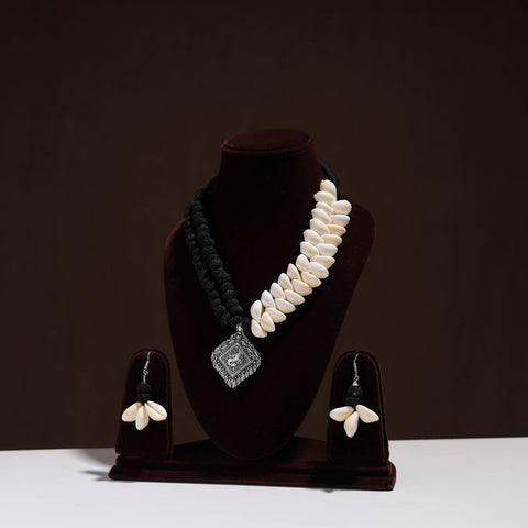 Multicolor - handcrafted german silver shell necklace set 05