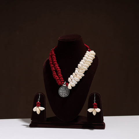  Handcrafted German Silver Shell Necklace Set