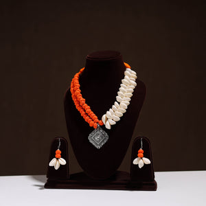 Multicolor - handcrafted german silver shell necklace set 08