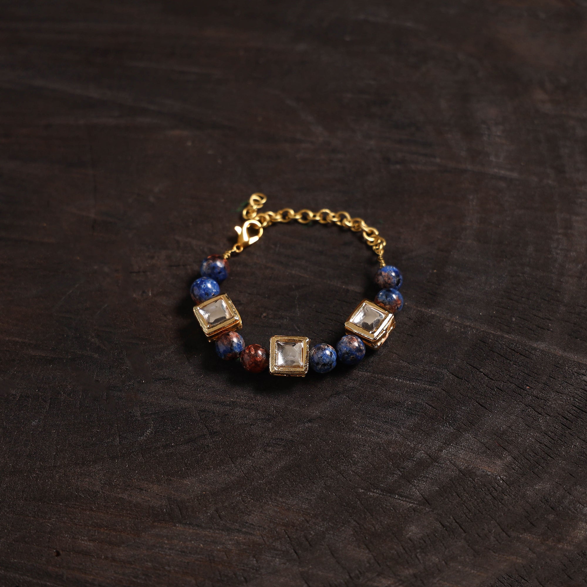 Handcrafted glass stone kundan work bracelet 29