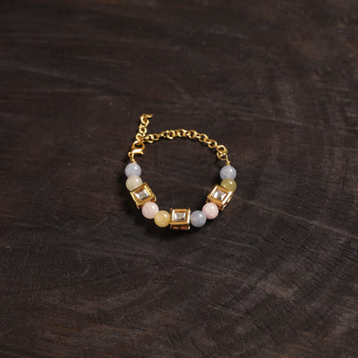 Handcrafted glass stone kundan work bracelet 35
