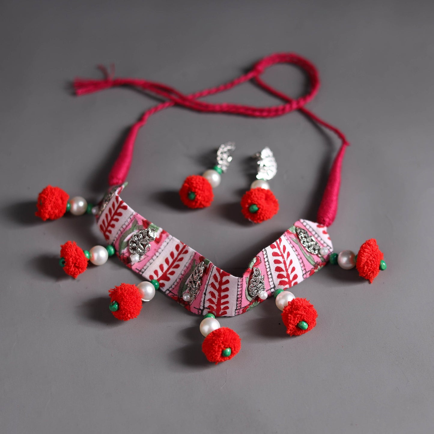 Multicolor - handcrafted gs fabart choker necklace set 30