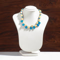 Buy Handcrafted Hexagon Shaped Blue Beads Bamboo Necklace