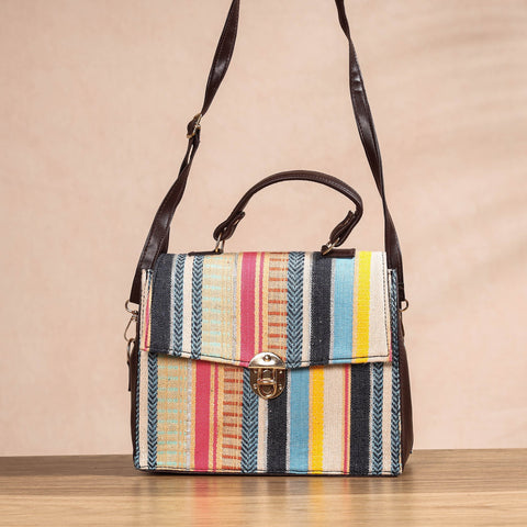 Multicolor Handcrafted Jacquard Woven Cotton Sling Bag