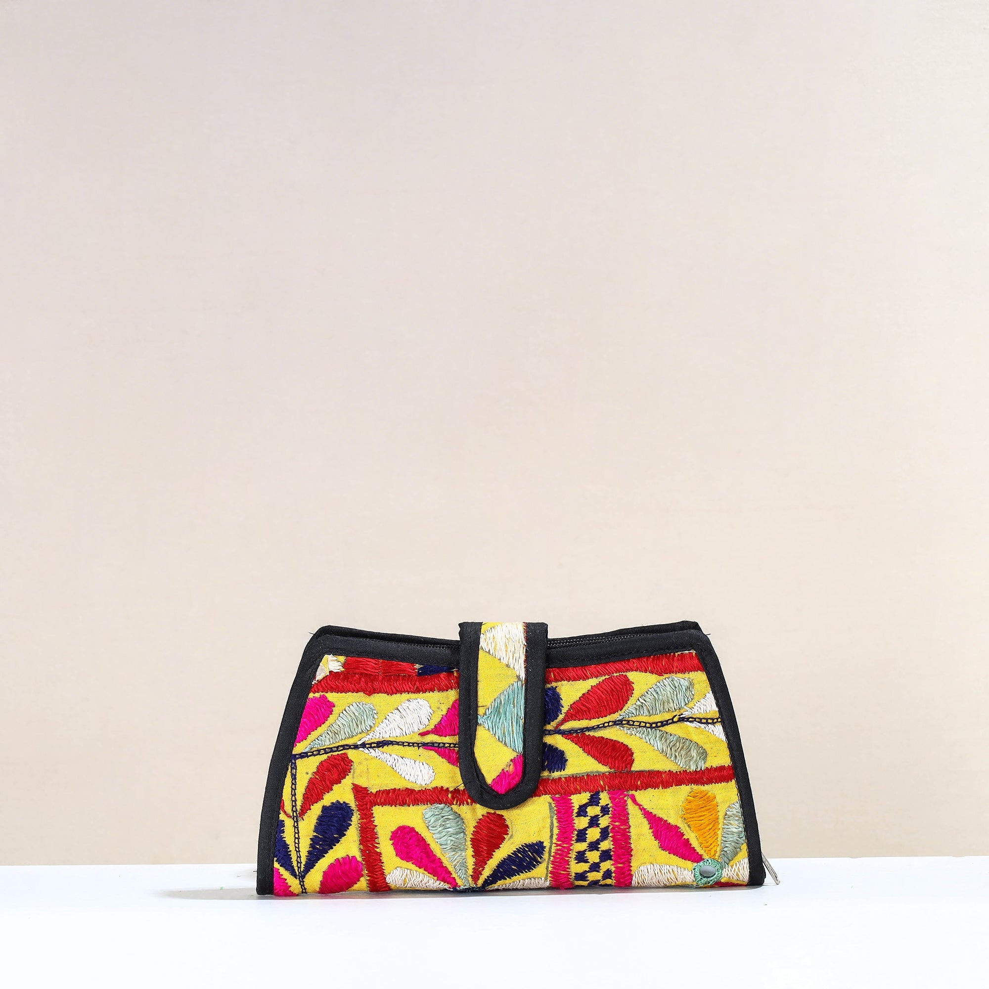 Multicolor Handcrafted Kutch Embroidery Cotton Clutch / Wallet