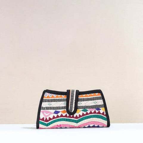 Multicolor Handcrafted Kutch Embroidery Cotton Clutch / Wallet