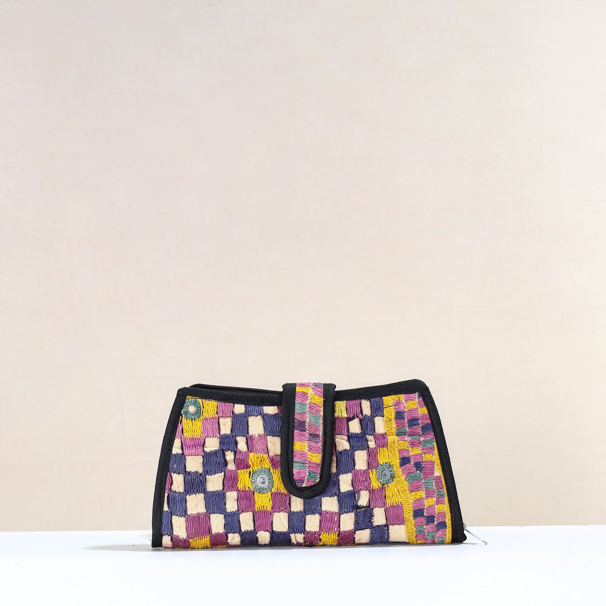 Multicolor Handcrafted Kutch Embroidery Cotton Clutch / Wallet
