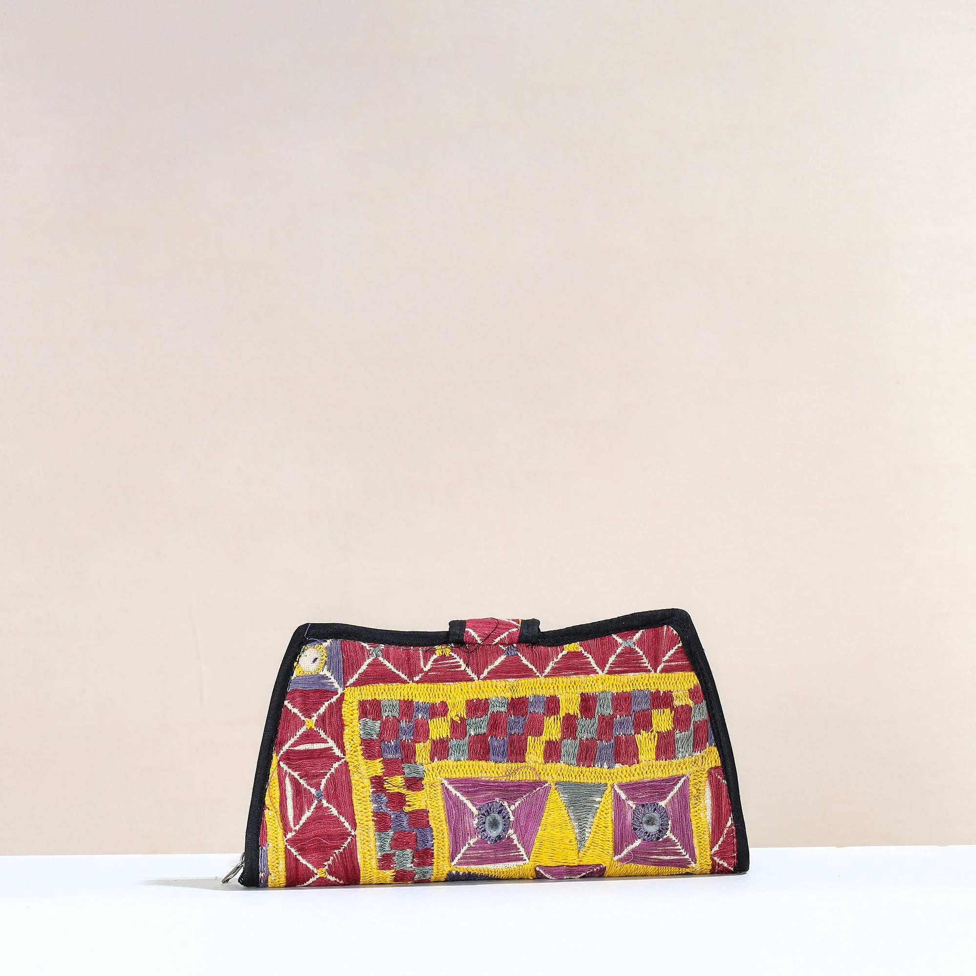 Multicolor Handcrafted Kutch Embroidery Cotton Clutch / Wallet