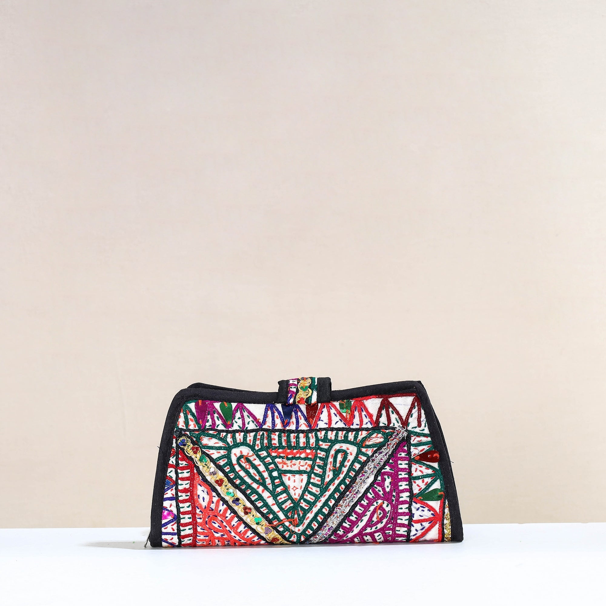 Multicolor Handcrafted Kutch Embroidery Cotton Clutch / Wallet