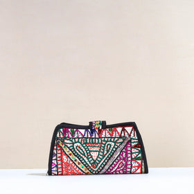 Multicolor Handcrafted Kutch Embroidery Cotton Clutch / Wallet