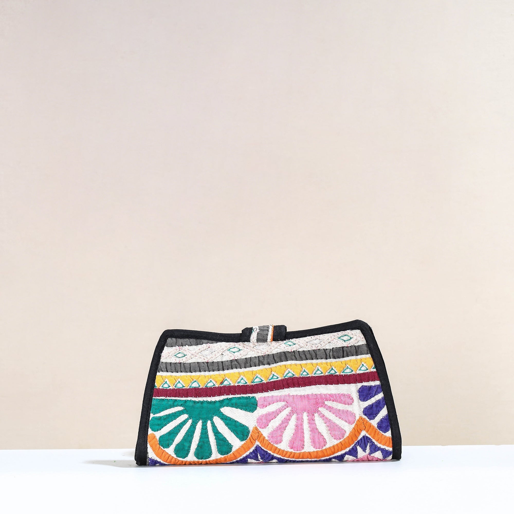 Multicolor Handcrafted Kutch Embroidery Cotton Clutch / Wallet
