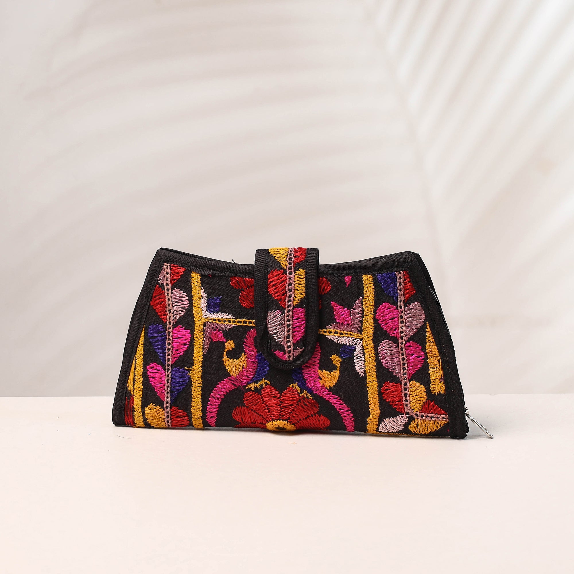 Multicolor Handcrafted Kutch Embroidery Cotton Clutch / Wallet