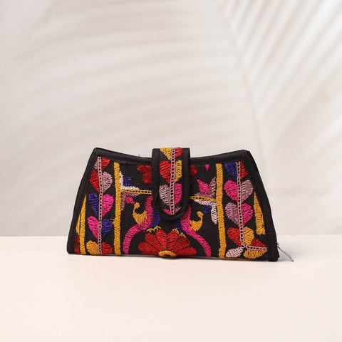 Multicolor Handcrafted Kutch Embroidery Cotton Clutch / Wallet