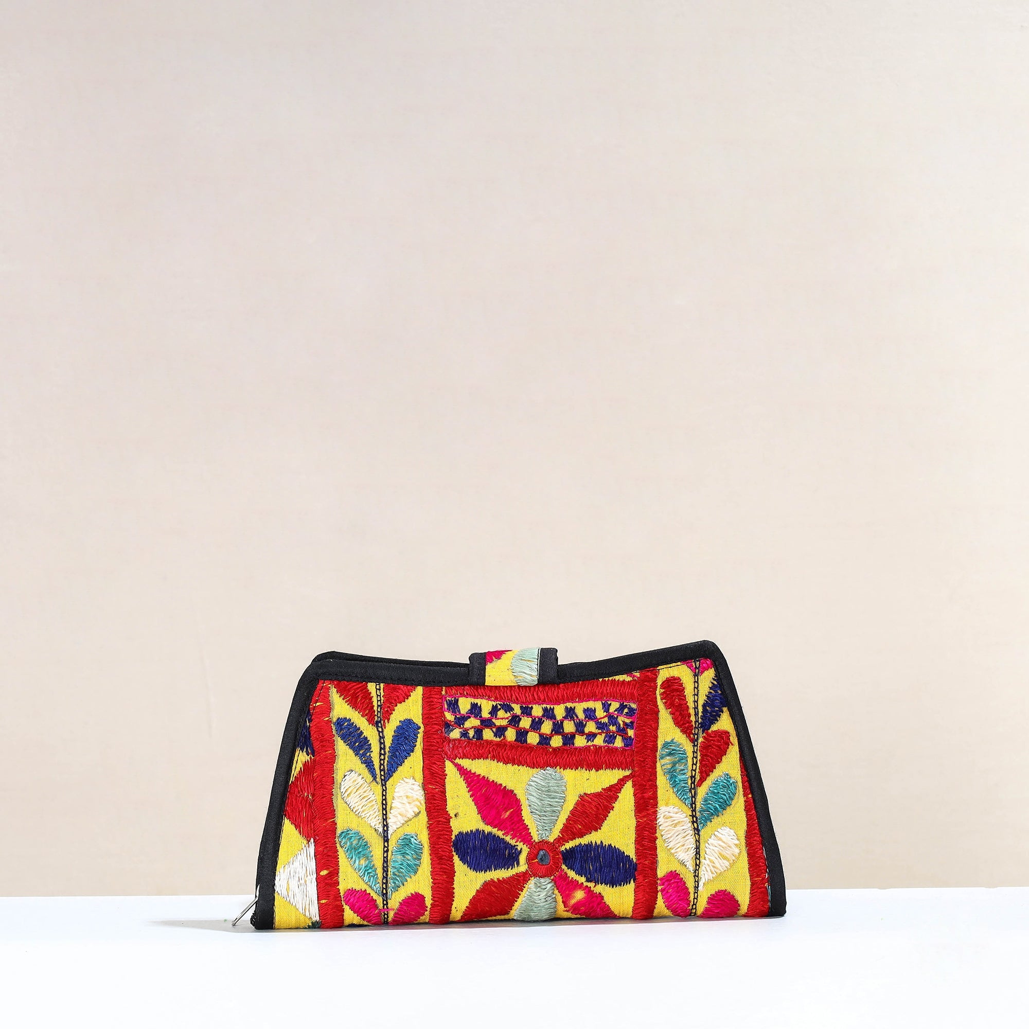 Multicolor Handcrafted Kutch Embroidery Cotton Clutch / Wallet
