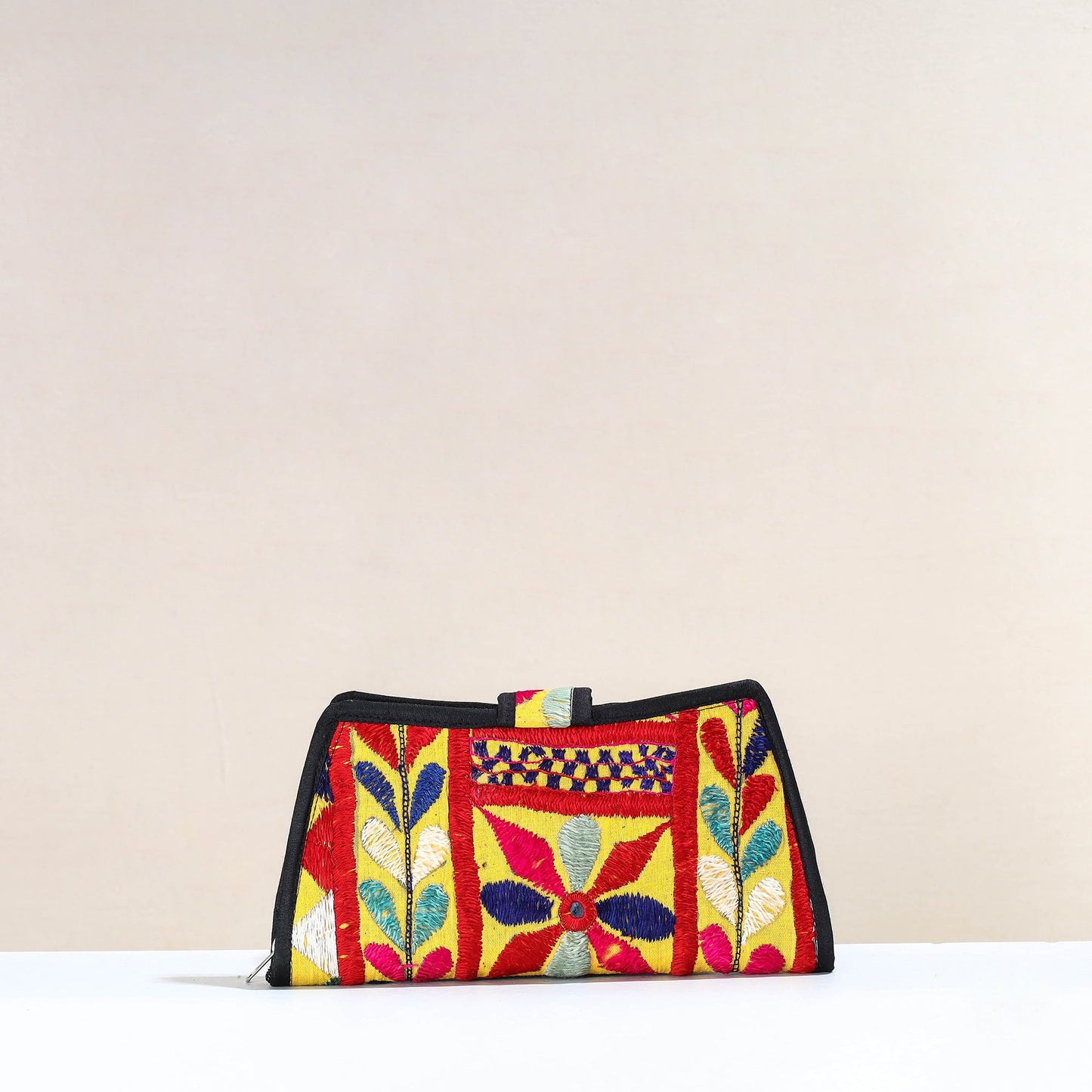 Multicolor Handcrafted Kutch Embroidery Cotton Clutch / Wallet