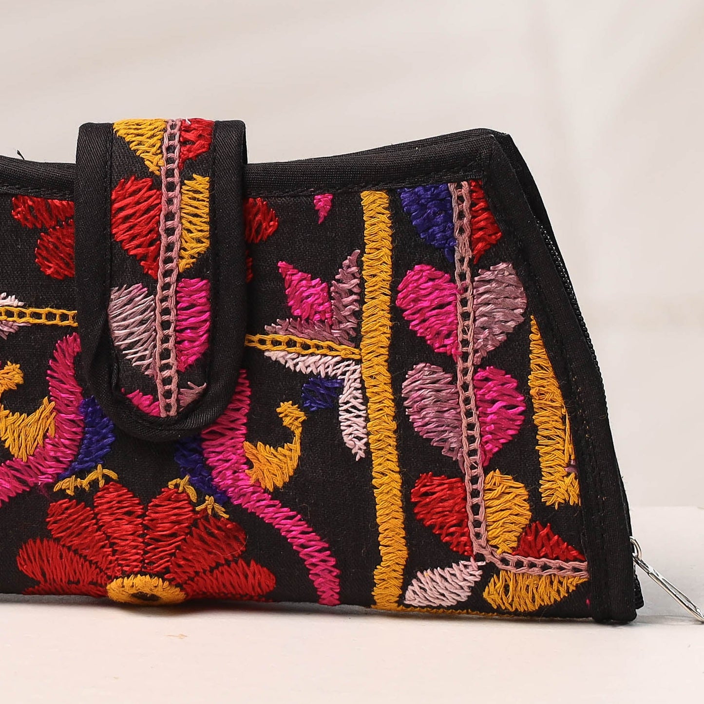 Multicolor Handcrafted Kutch Embroidery Cotton Clutch / Wallet