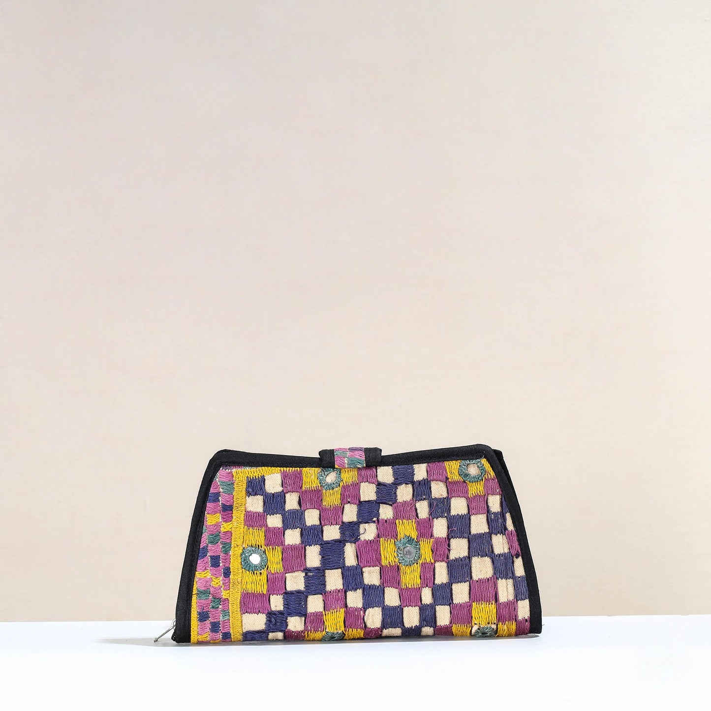 Multicolor Handcrafted Kutch Embroidery Cotton Clutch / Wallet