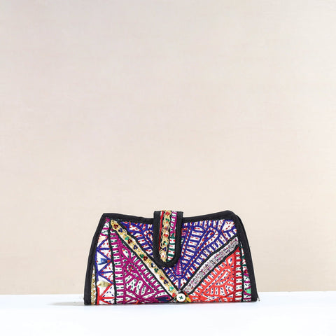 Multicolor Handcrafted Kutch Embroidery Cotton Clutch / Wallet