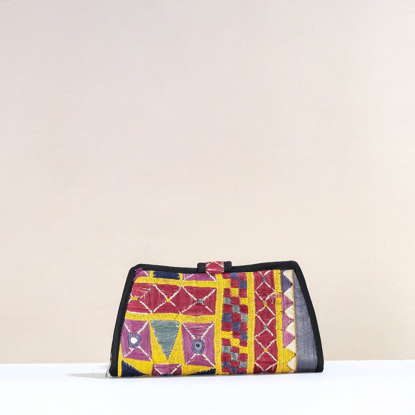 Multicolor Handcrafted Kutch Embroidery Cotton Clutch / Wallet
