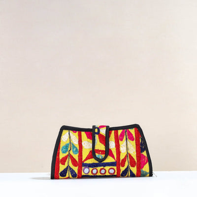 Multicolor Handcrafted Kutch Embroidery Cotton Clutch / Wallet