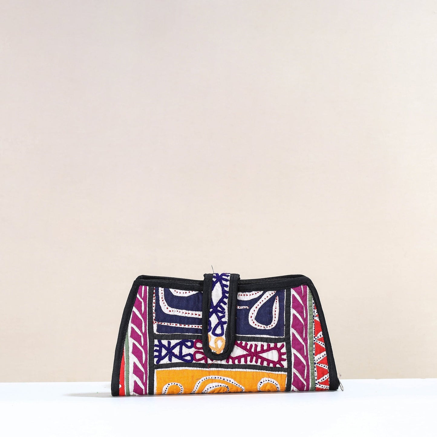 Multicolor Handcrafted Kutch Embroidery Cotton Clutch / Wallet