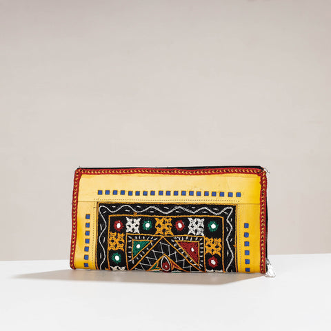 Multicolor Handcrafted Kutch Embroidery Cotton Leather Wallet