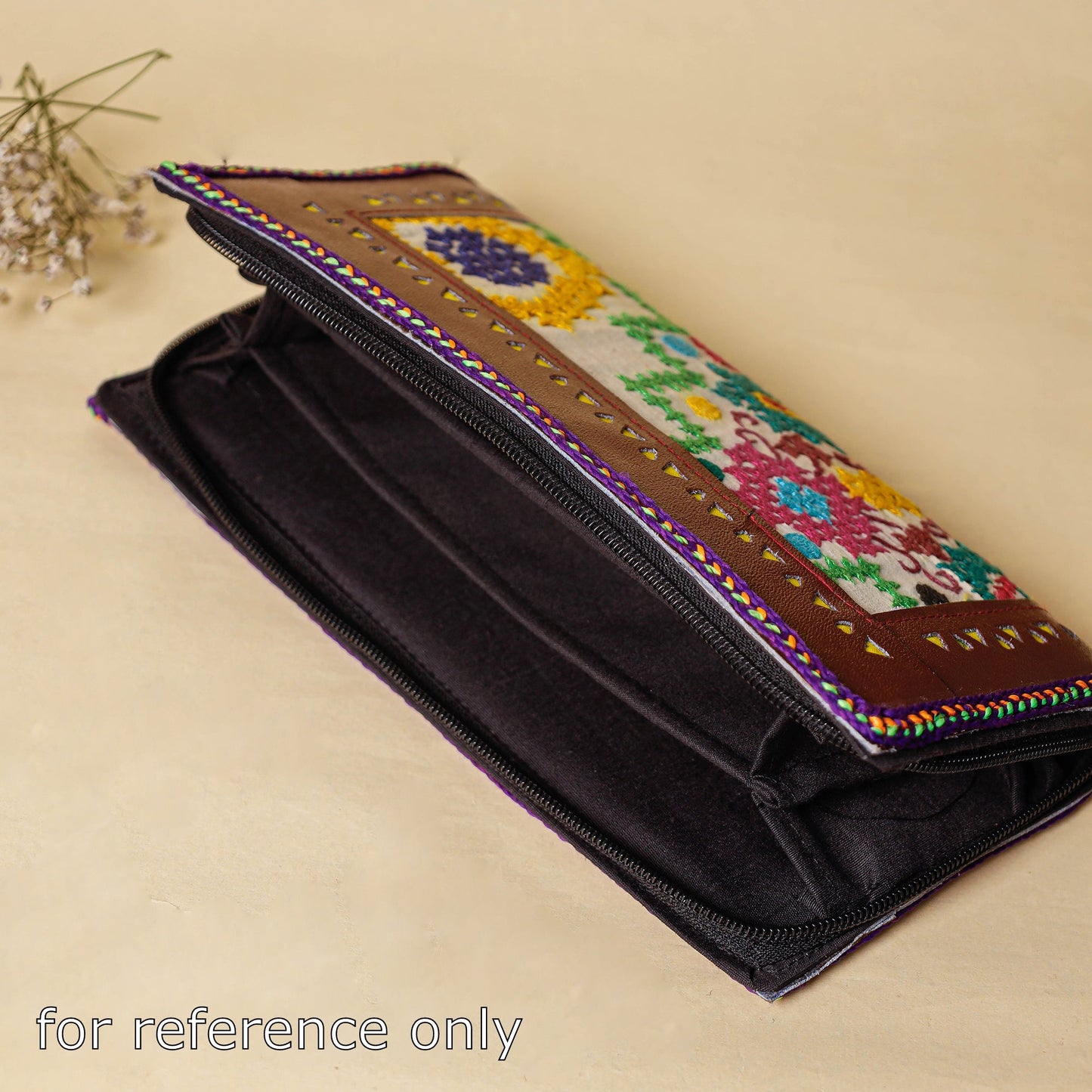 Multicolor Handcrafted Kutch Embroidery Leather Clutch / Wallet