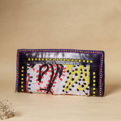 Multicolor Handcrafted Kutch Embroidery Leather Clutch / Wallet
