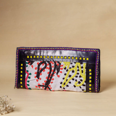 Multicolor Handcrafted Kutch Embroidery Leather Clutch / Wallet