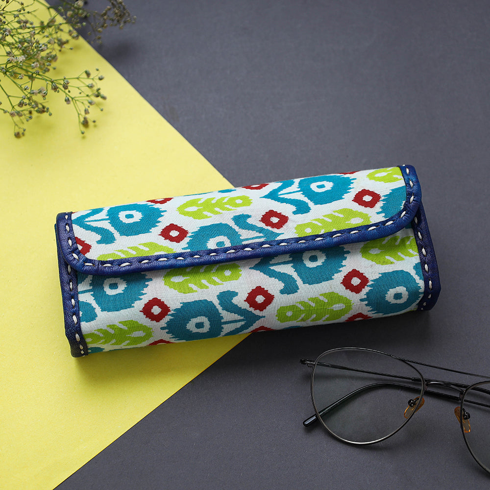 Multicolor Handcrafted Leather Sanganeri Block Printed Spectacle Case