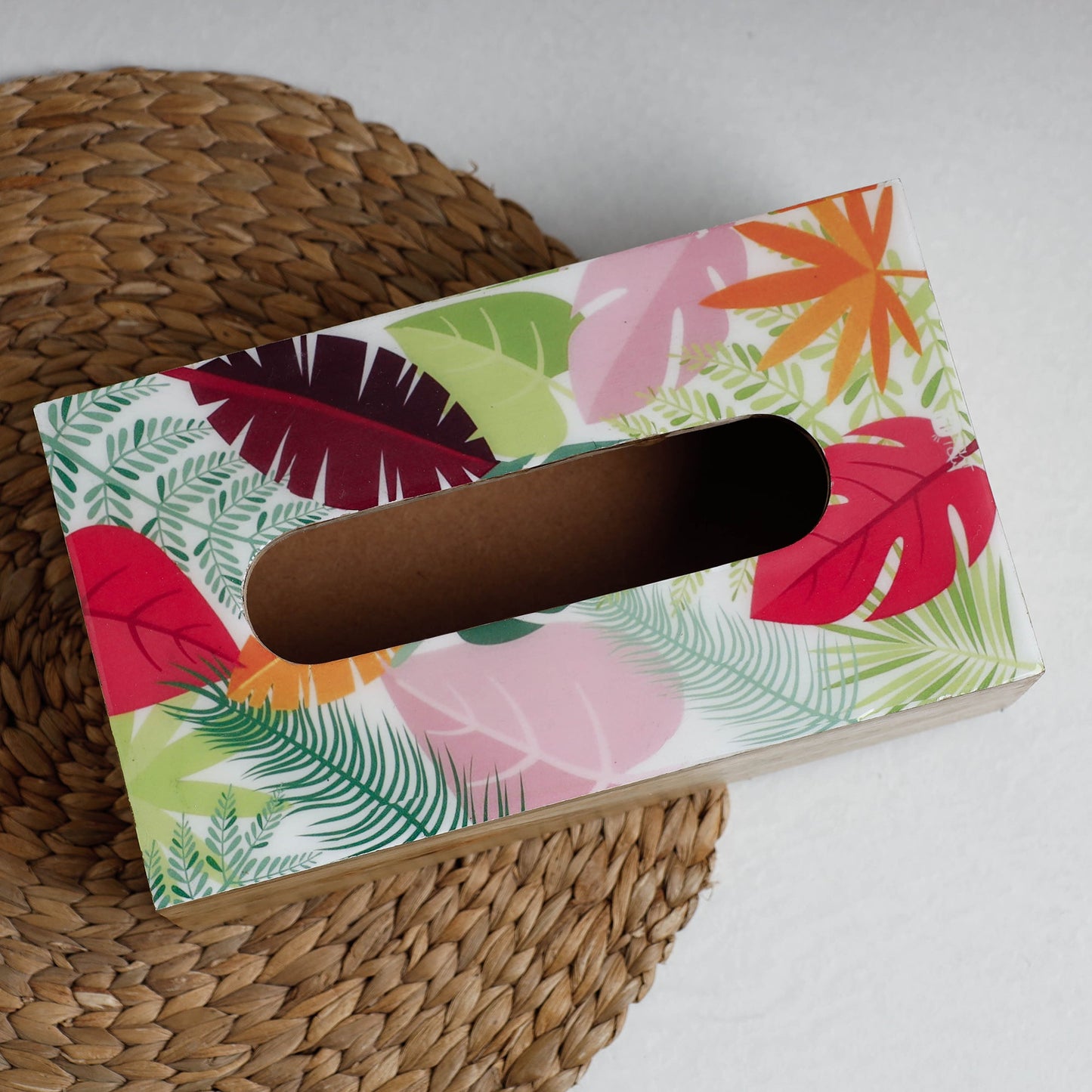 Multicolor Handcrafted Mango Wooden Epoxy Resin Tissue Box 