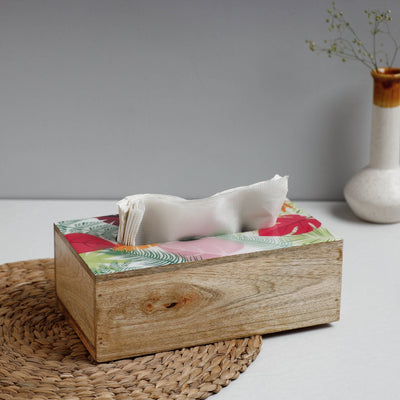 Multicolor Handcrafted Mango Wooden Epoxy Resin Tissue Box 