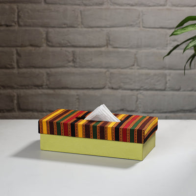 Multicolor Handcrafted Mashru Silk Fabric Tissue Box 