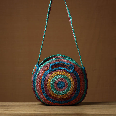  Handcrafted Multipurpose Jute Round Sling Bag 