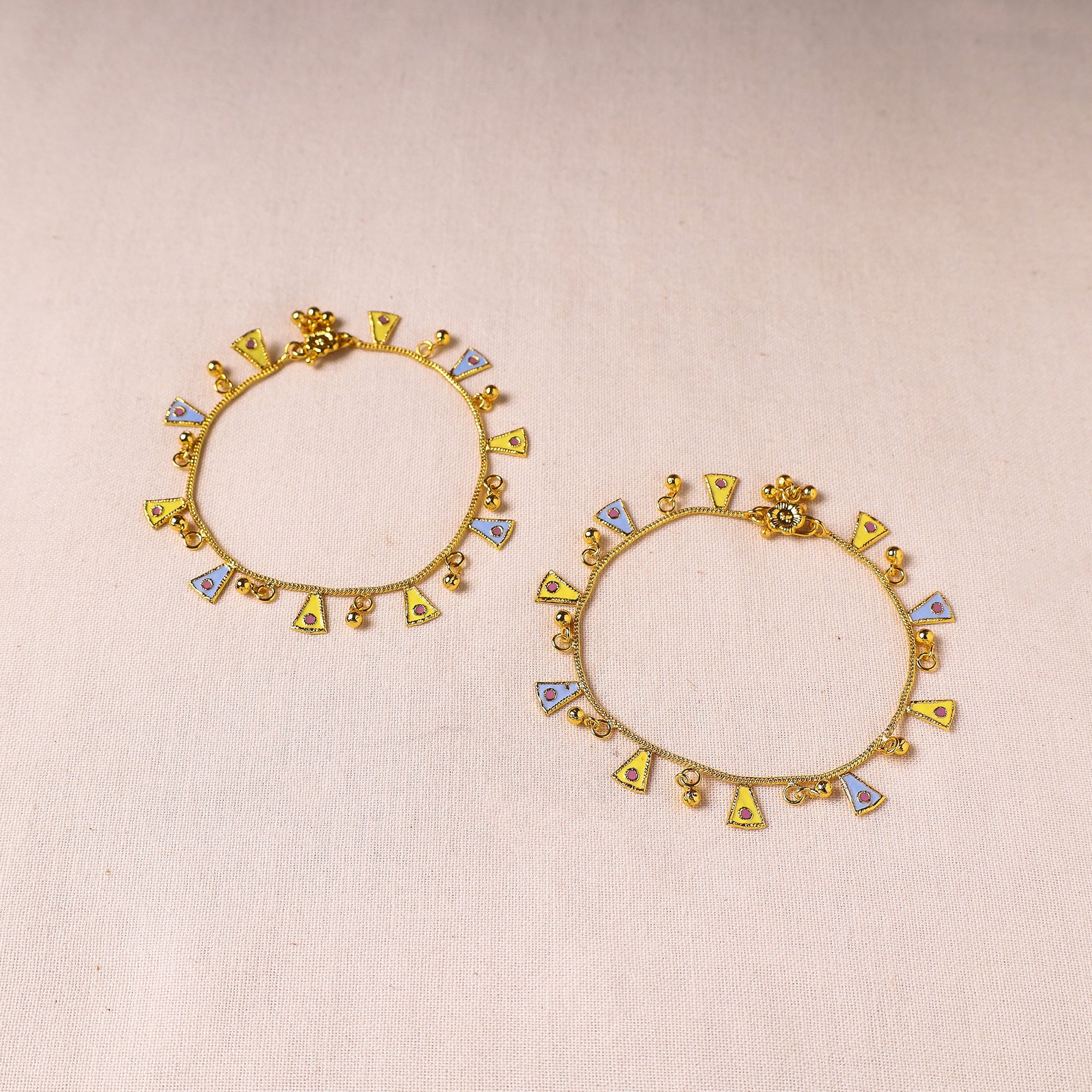 Yellow - Handcrafted Paka Meenakari Bangle (Set of 2)