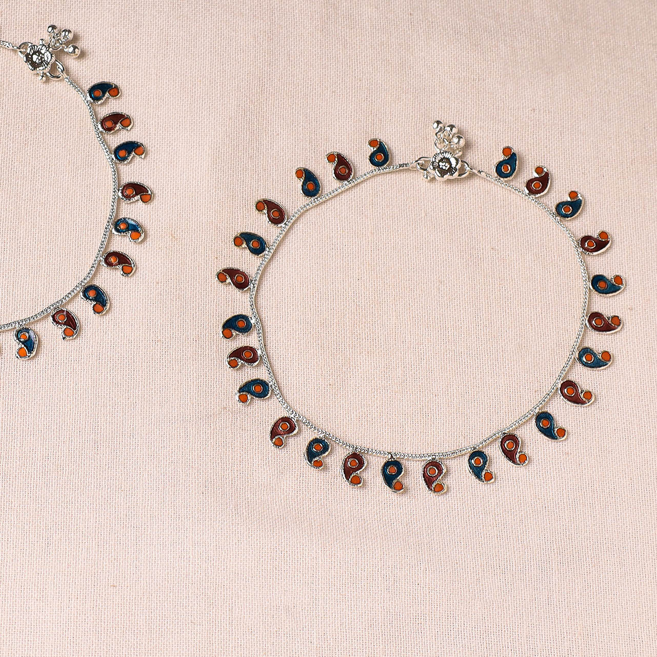 Handcrafted Paka Meenakari Anklets (Pair) 