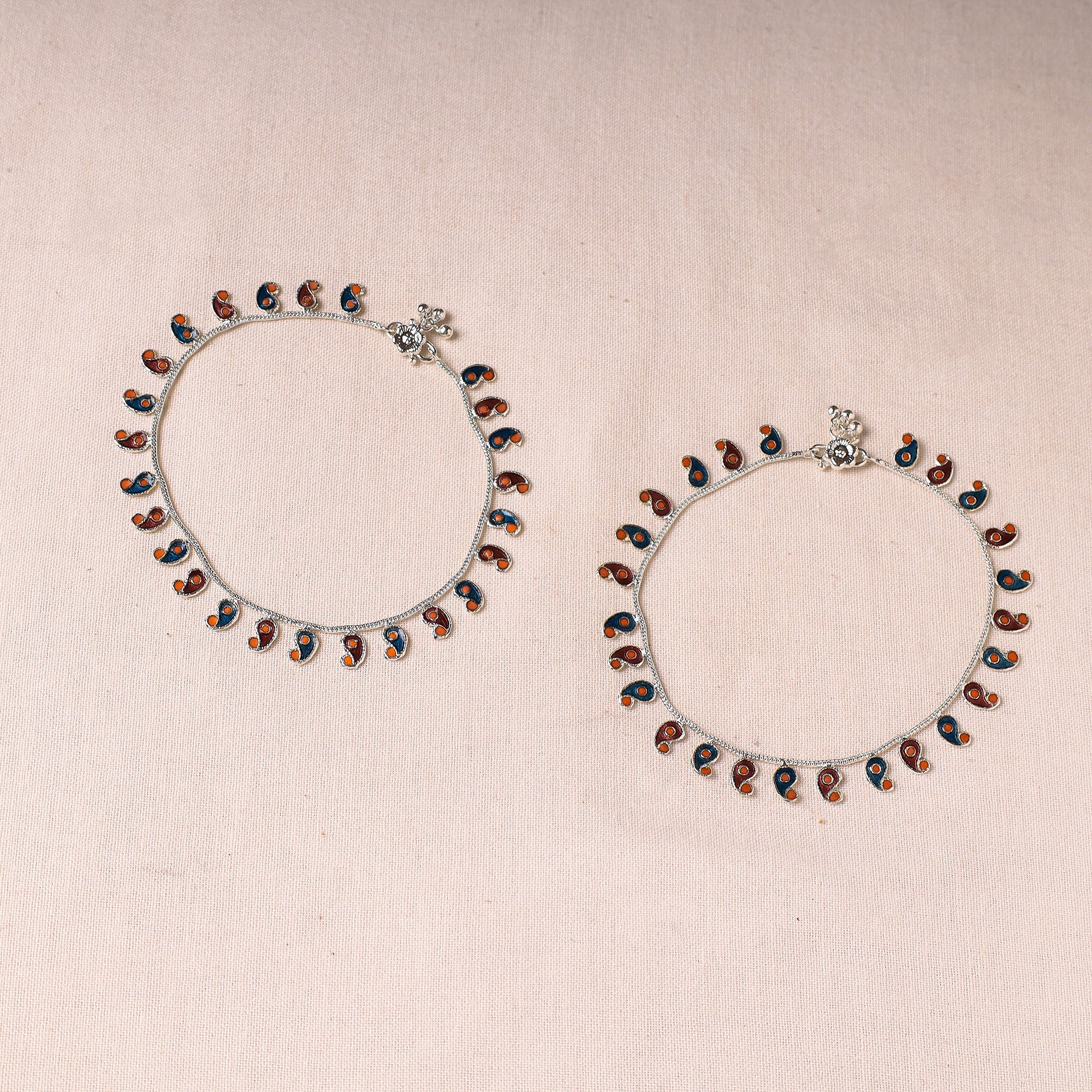  Handcrafted Paka Meenakari Anklets (Pair) 