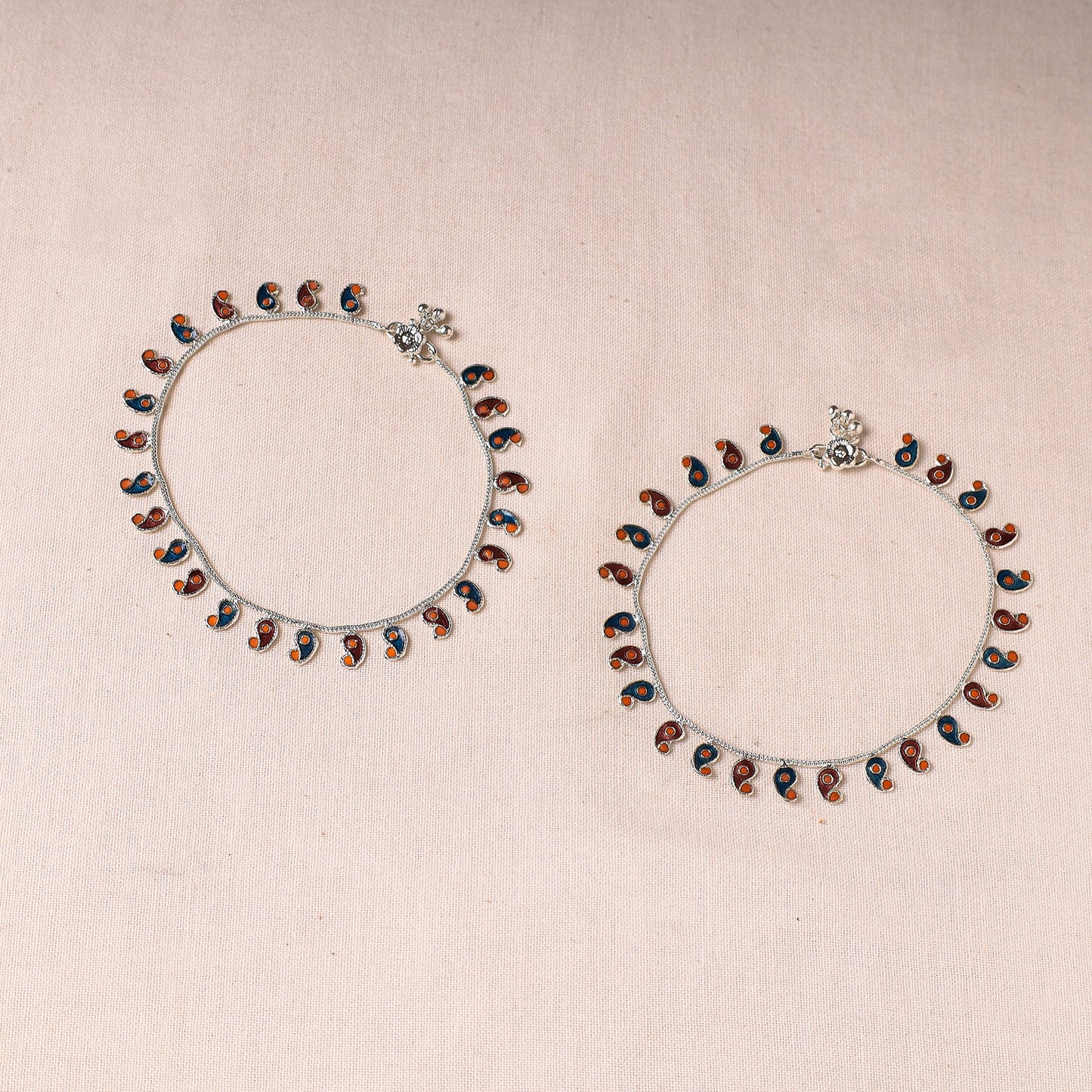  Handcrafted Paka Meenakari Anklets (Pair) 