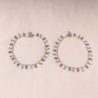  Handcrafted Paka Meenakari Anklets (Pair) Online at iTokri.com