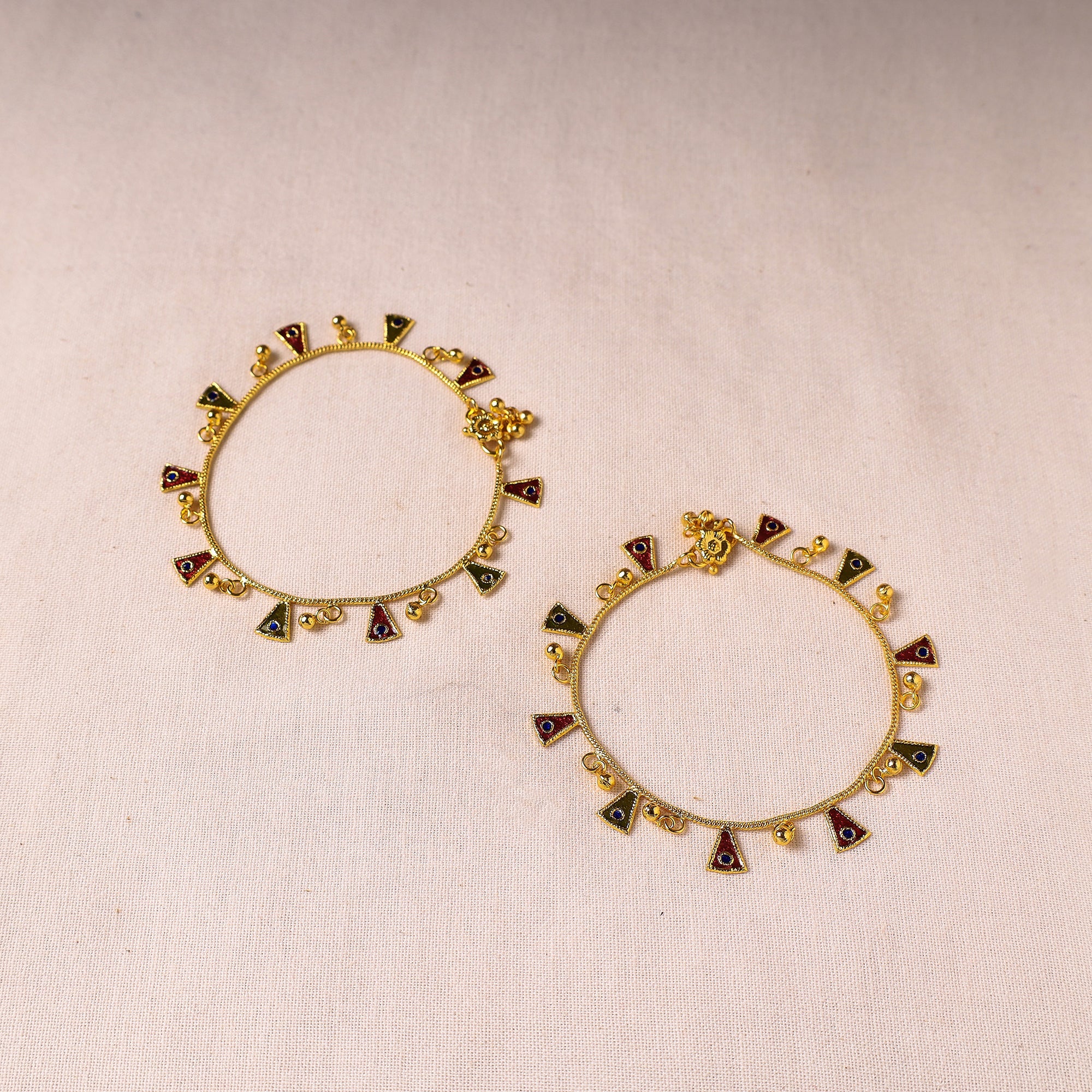  Handcrafted Paka Meenakari Anklets (Pair) 