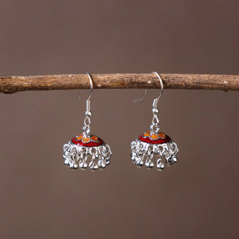 Multicolor - handcrafted paka meenakari jhumki earrings 04