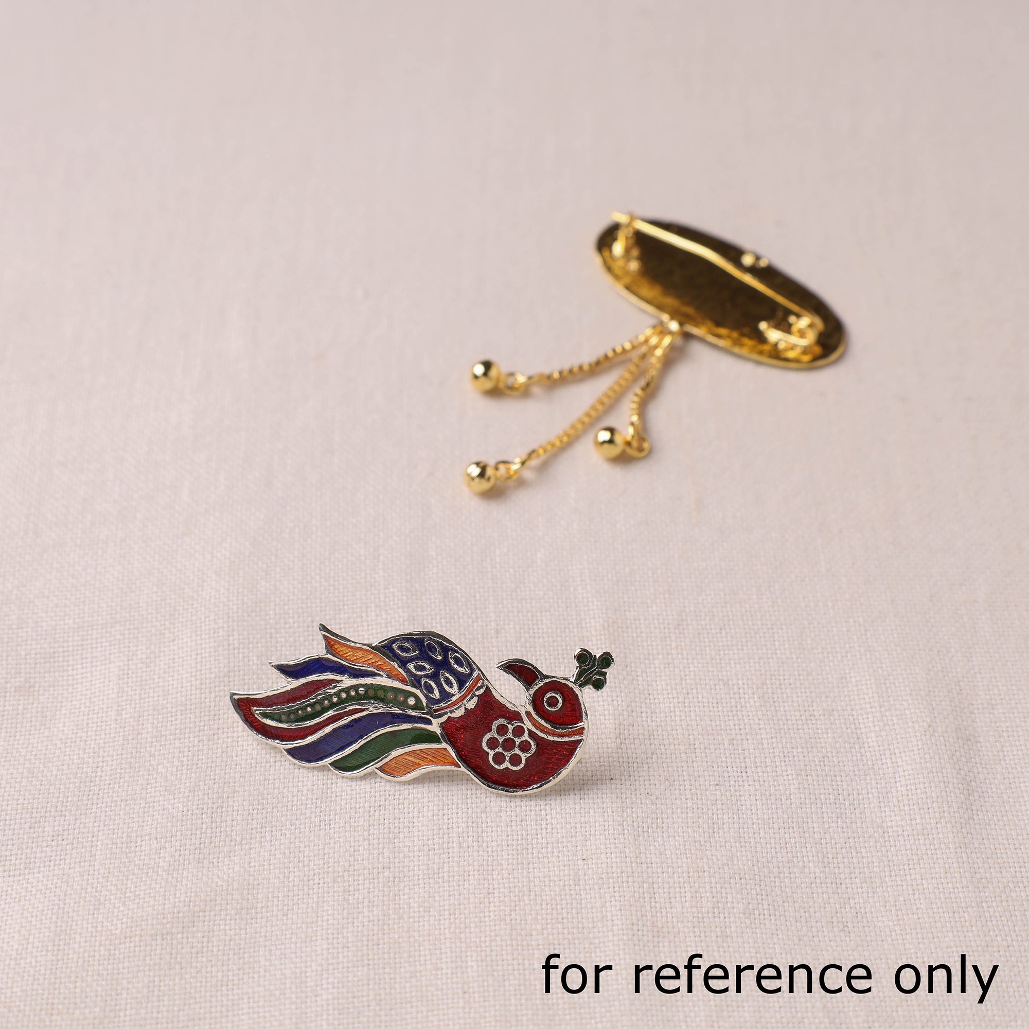  Handcrafted Paka Meenakari Saree Pin 