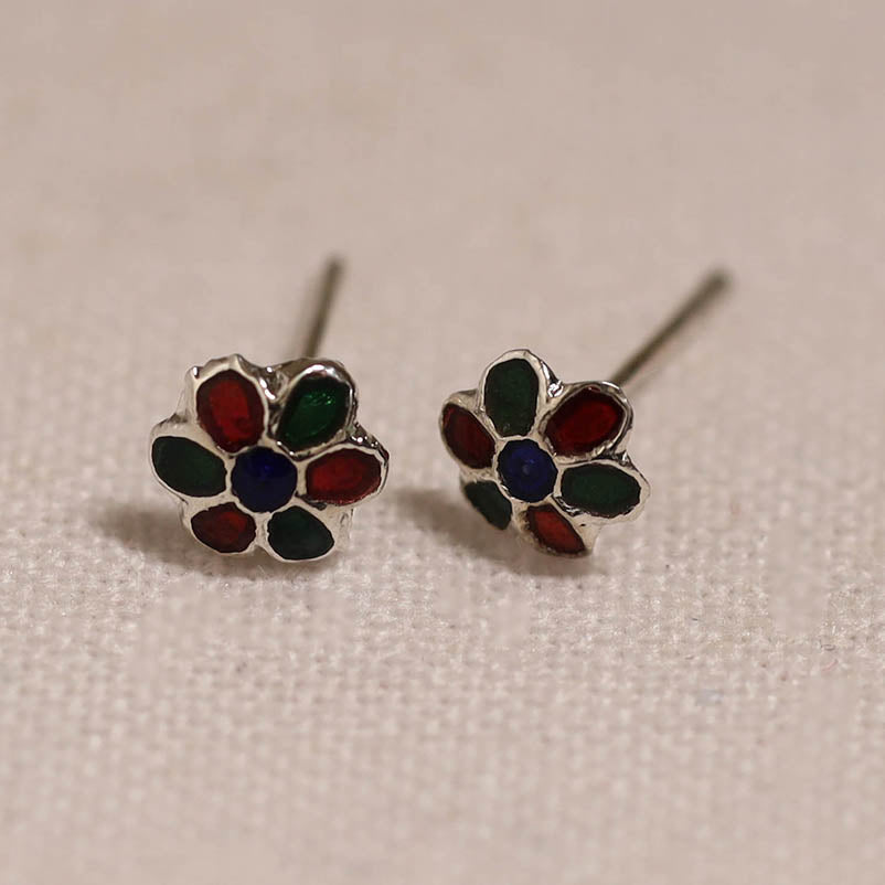 Handcrafted paka meenakari stud earrings 08