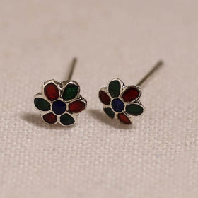 Handcrafted paka meenakari stud earrings 08