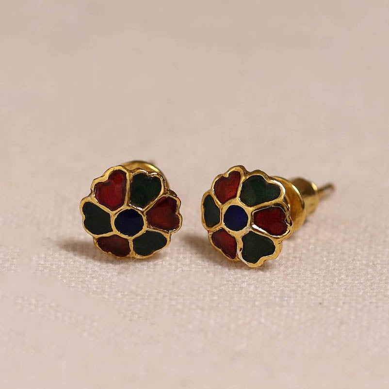 Handcrafted paka meenakari stud earrings 33
