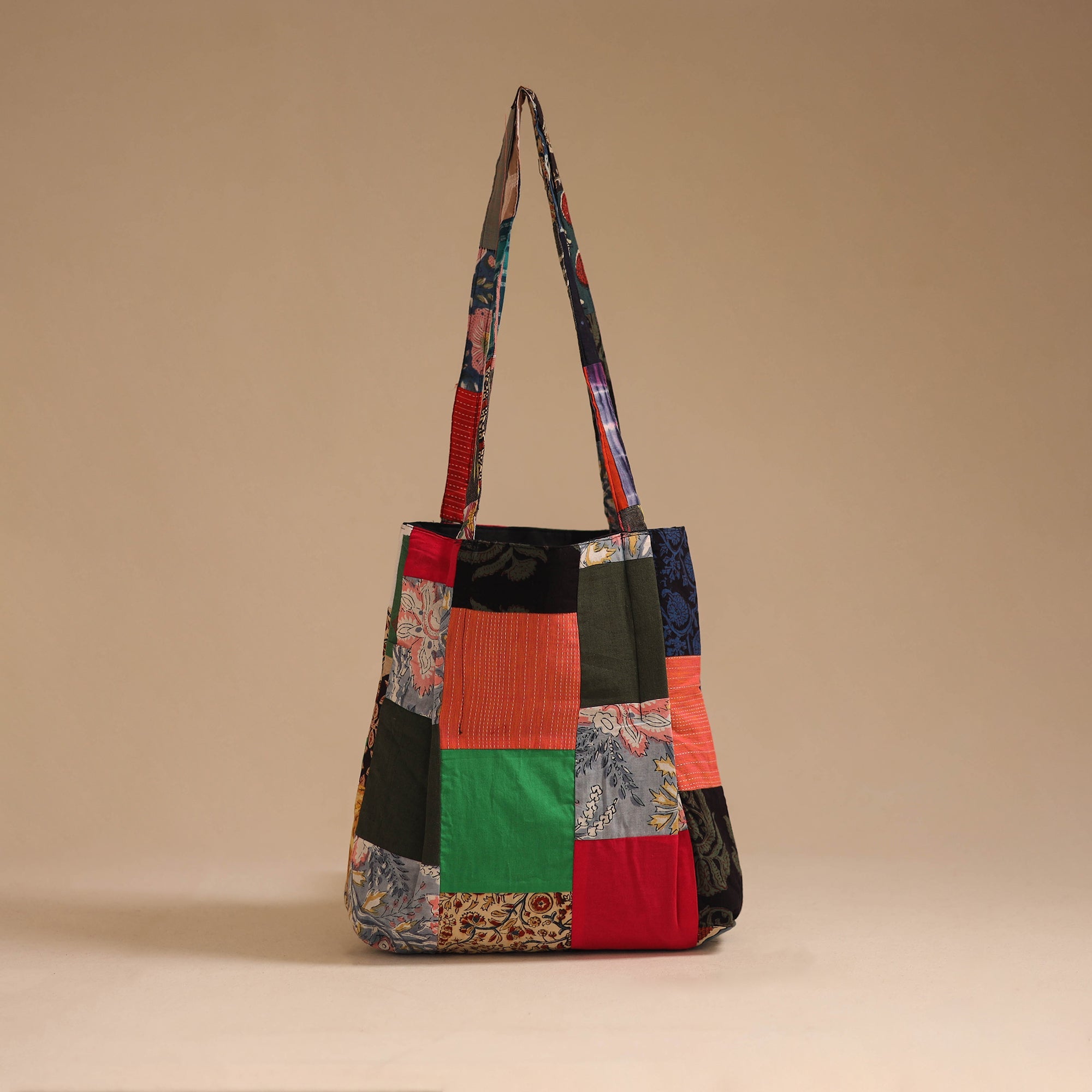 Multicolor - handcrafted patchwork cotton jhola bag 25