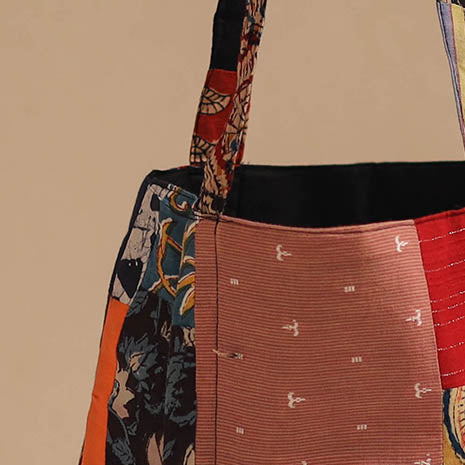 Multicolor - handcrafted patchwork cotton jhola bag 30