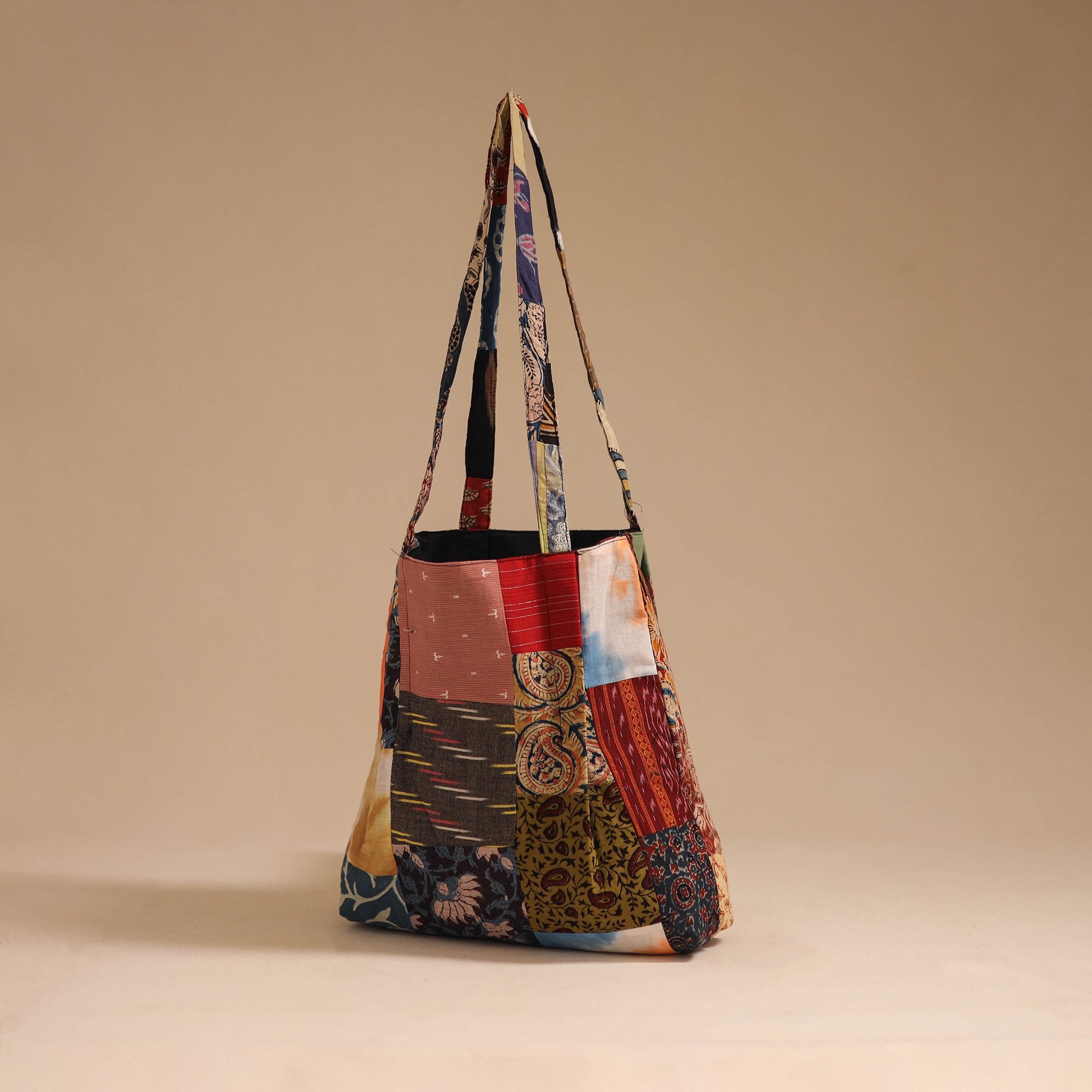 Multicolor - handcrafted patchwork cotton jhola bag 30