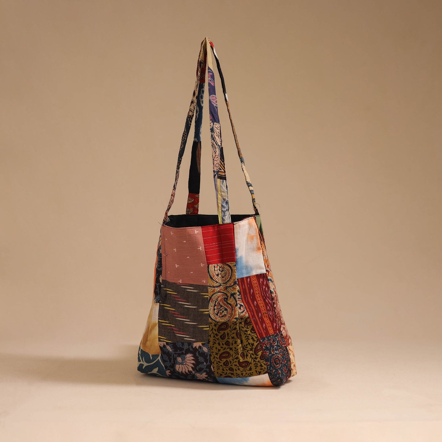 Multicolor - handcrafted patchwork cotton jhola bag 30