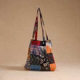 Multicolor - handcrafted patchwork cotton jhola bag 32